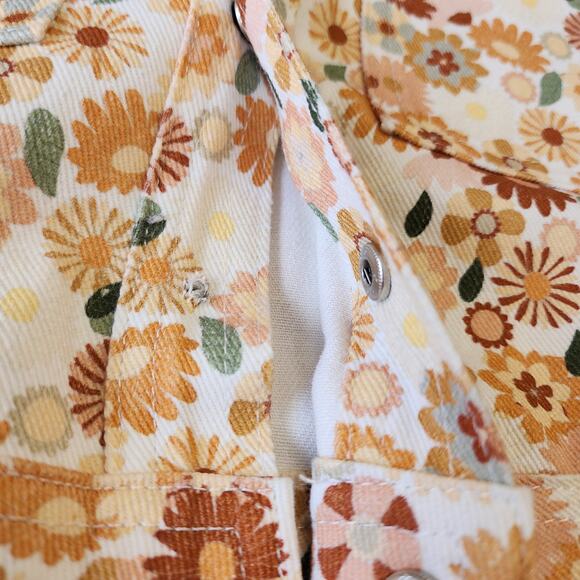 Storia Jumpsuit Collared Short Sleeve Flower Power Size Small - Picture 5 of 8